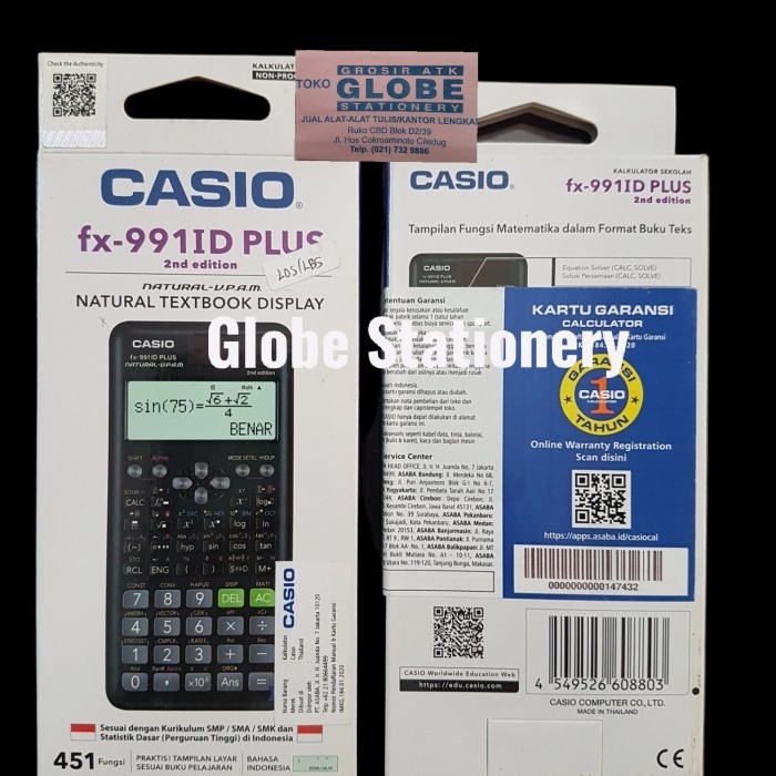 

Original Calculator Scientific Casio Fx-991Id, 451Functions.