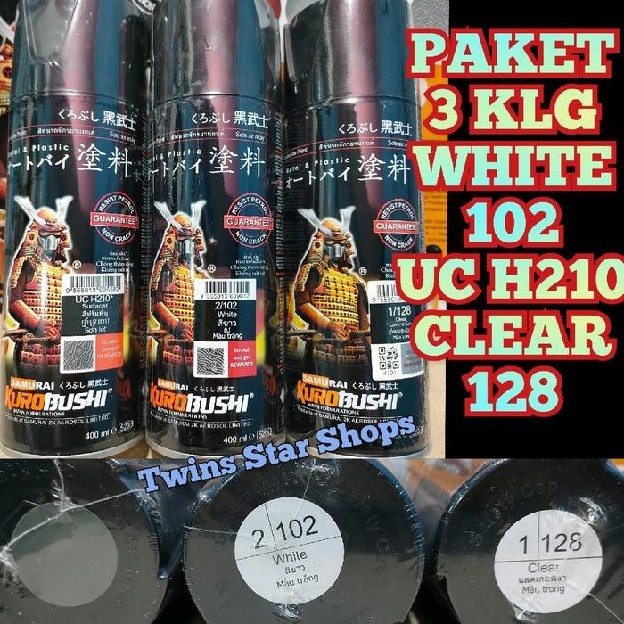 Samurai Paint Paket 3 Kaleng Pilok Pilox Cat Semprot Samurai Paketan Lengkap Putih White 102 Epoxy