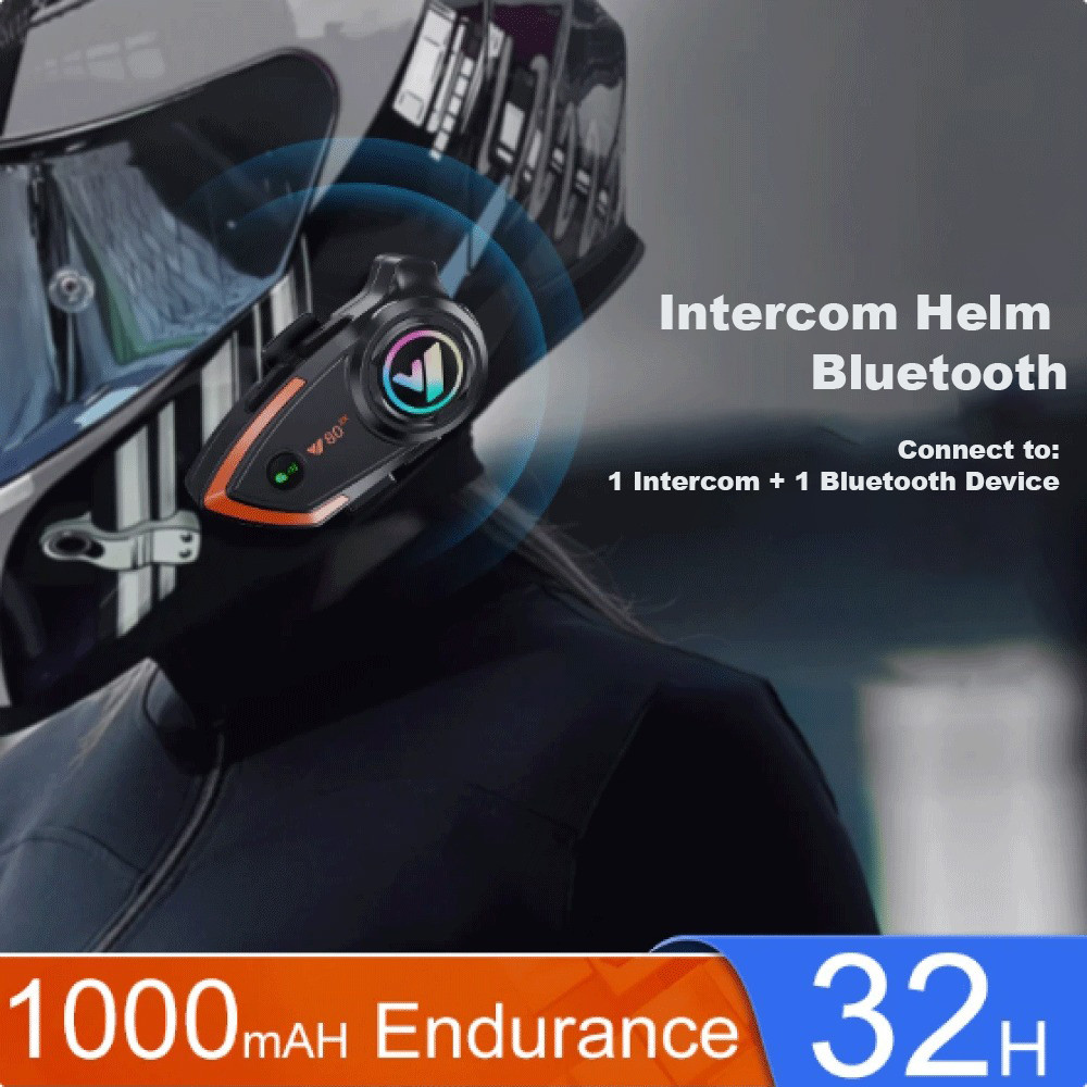 Intercom Helm Bluetooth Headset 2 Riders Music IP67 1000mAh