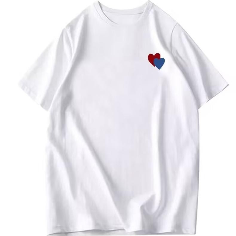 Dt250 Love Biru Merah Polos Sablon Couple Tshirt Oversize Unisex Kaos Fashion Premium Katun 100%