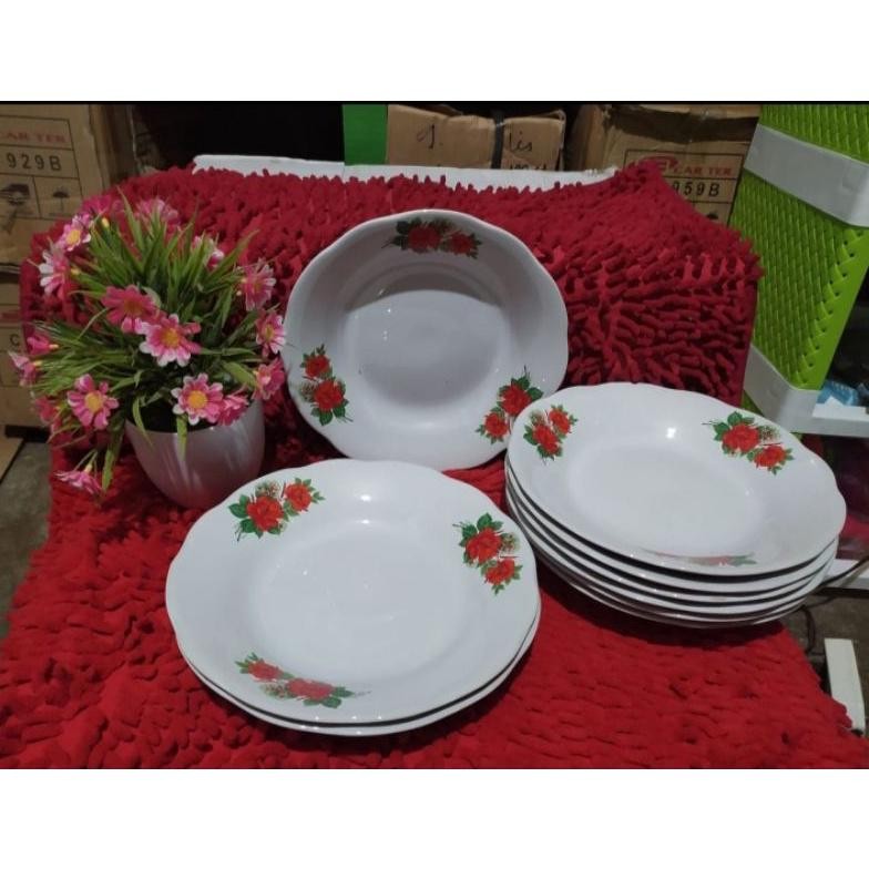 AURORAE PIRING KRAMIK PIRING MAKAN PIRING BUNGA ROSE