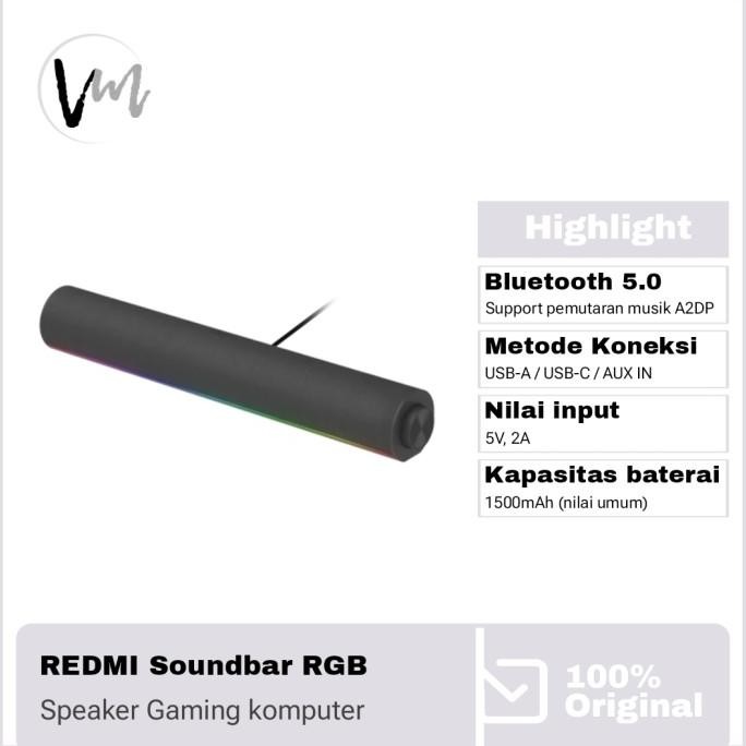 Xiaomi Redmi Speaker Soundbar komputer Bluetooth AUX koneksi Desktop Laptop Gaming RGB computer