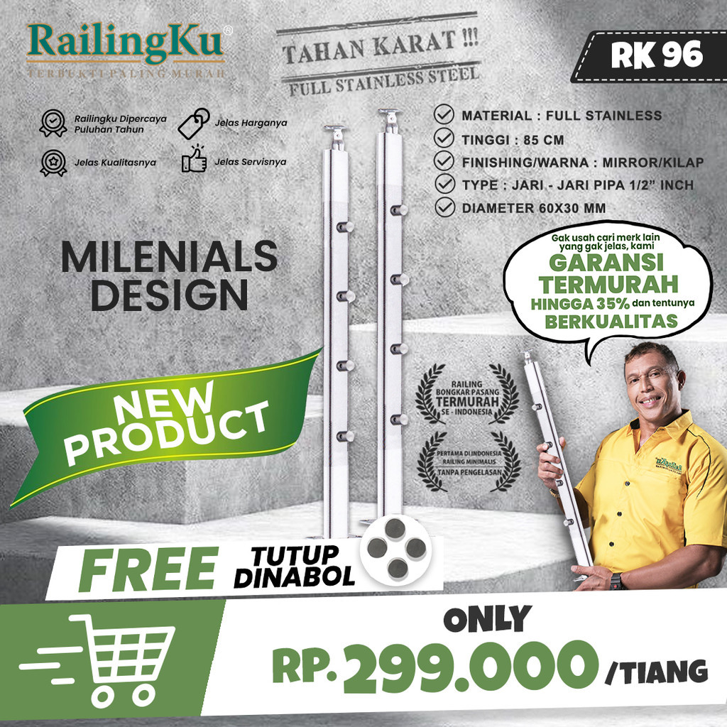 NEW RAILING : Railing Tangga Stainless Milenials Desain Tiang Railingku RK 96 Railing Anti Karat Fre