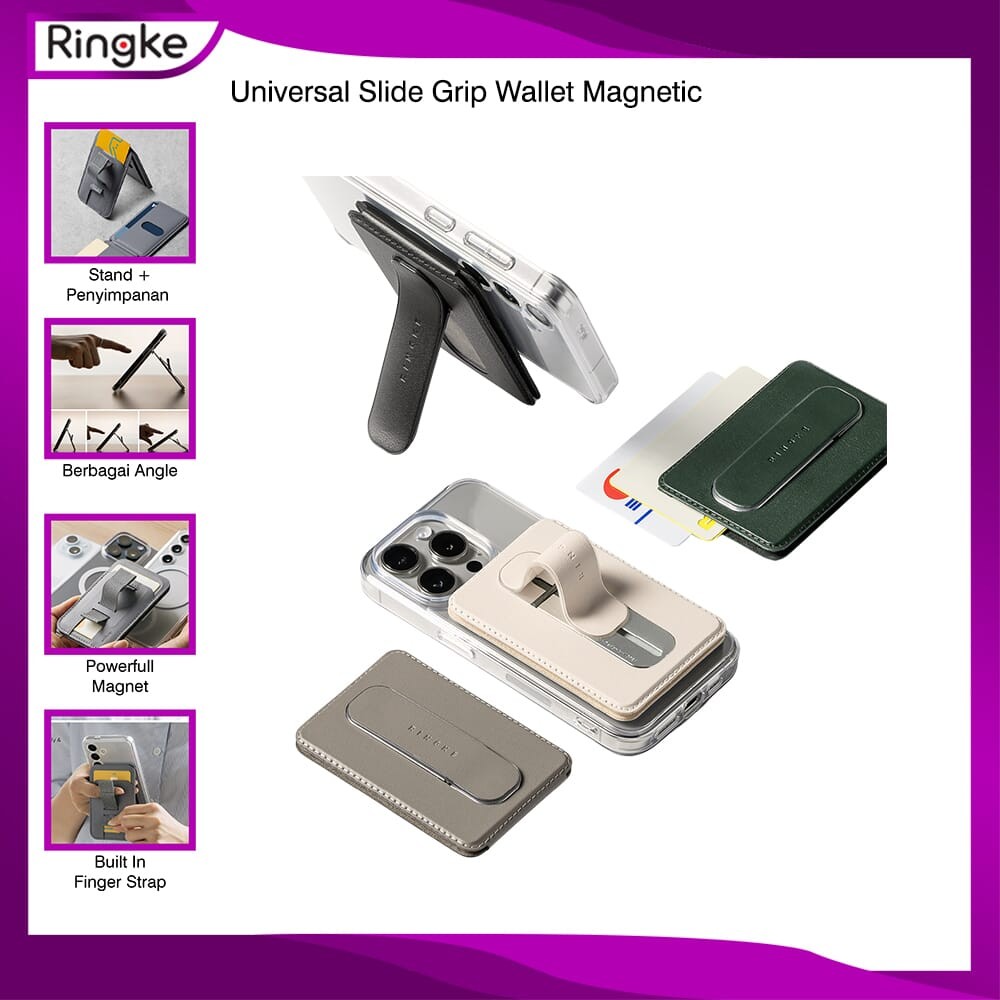 Magsafe Ringke Universal Slide Grip Wallet Magnetic Aksesoris Magsafe Magnet All in One / Grip Anti 