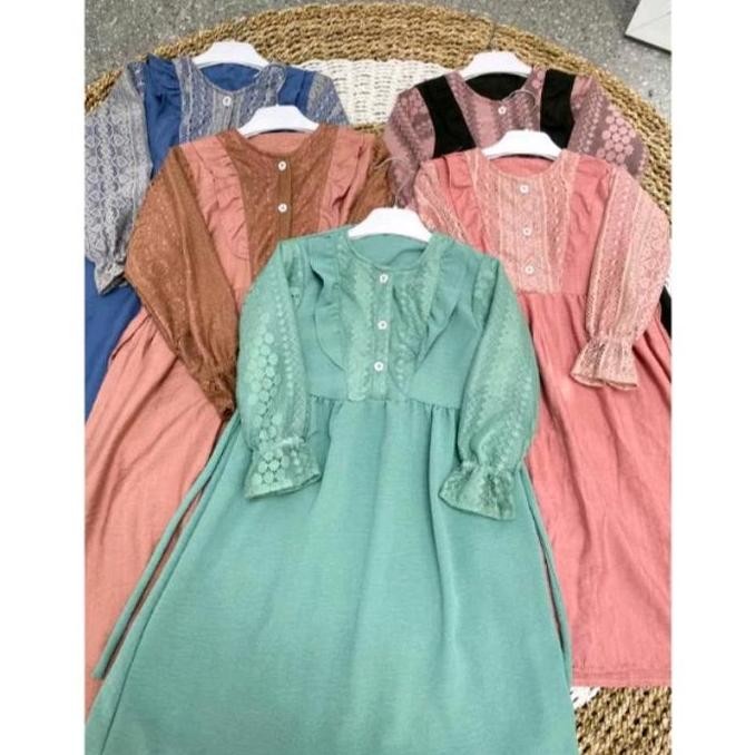 Terbaik Gamis Brokat Malika Couple Ibu Dan Anak Usia 1-15 Tahun Baju Muslim Linen Pengiriman Cepat