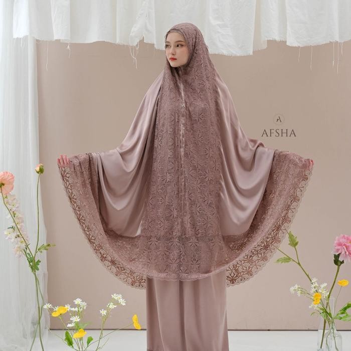 AFSHA - MUKENA DEWASA SILK PREMIUM (FREE SAJADAH, POUCH & BOX HAMPERS)