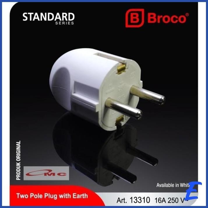 [OMC] BROCO STEKER ARDE 13310 PUTIH BULAT ORIGINAL KEPALA COLOKAN LISTRIK 2 KAKI BROCO STEKER ARDE A