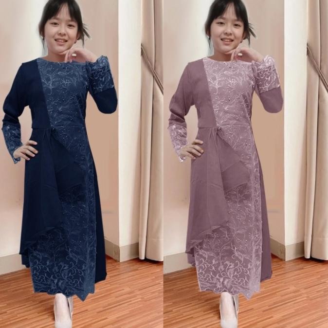 New Gamis Anak/Gamis Brukat Tile/Baju Muslim Anak Perempuan/Gamis Couple Original