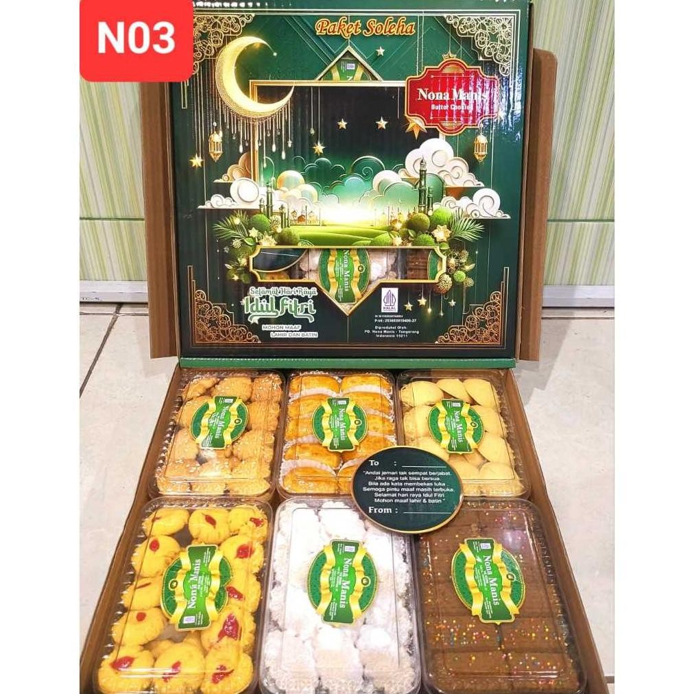 

Apazada - Kue Kering Lebaran Nona Manis Soleha Halal / Hampers Kue Lebaran Paket 6 Toples Murah Enak Diskon