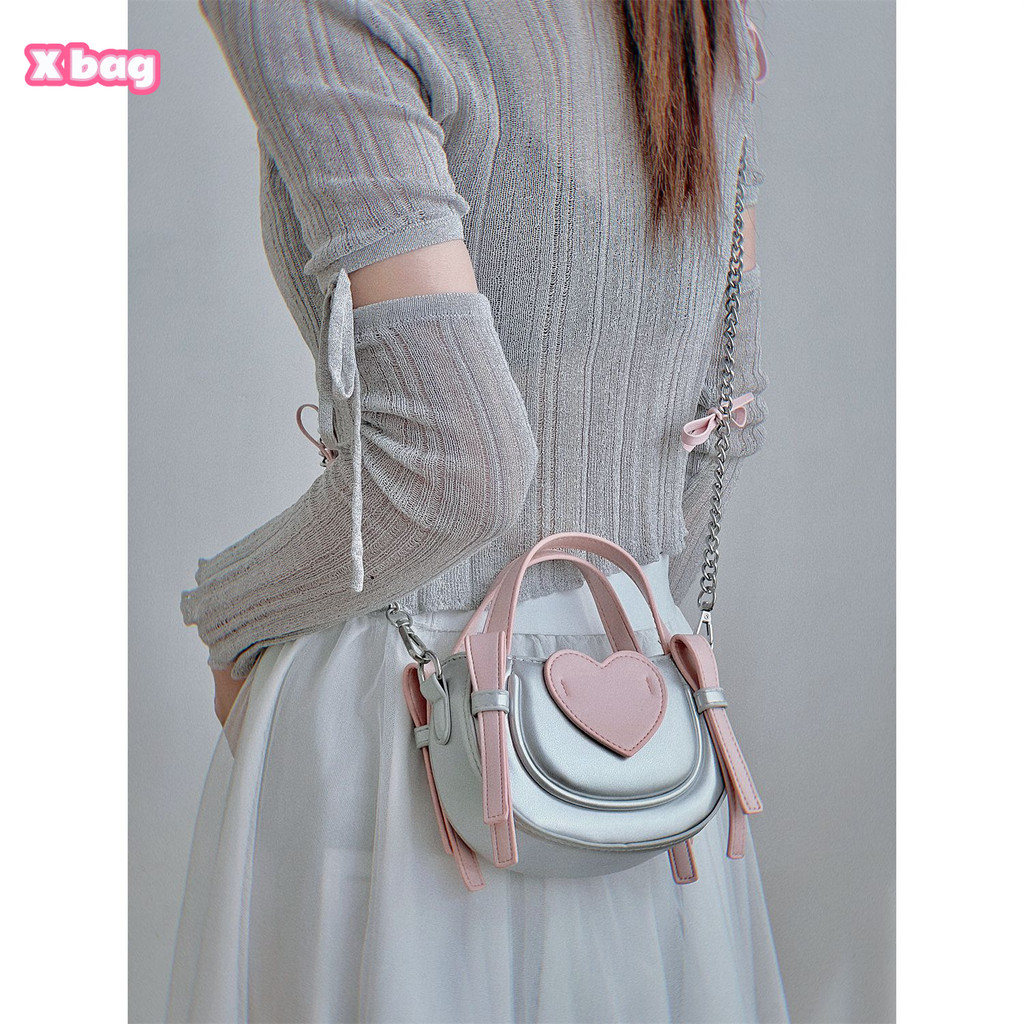 Sling Bag Lucu Wanita Tas Rantai Korean Style Mini Busur Cinta Remaja Tas Selempang Kekinian Cantik 