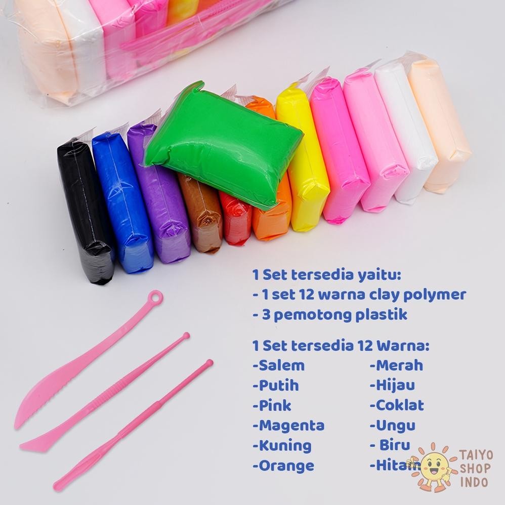 Mainan Anak Clay Polymer Isi 12 Pcs Clime Set Soft Clay Dough 12 Warna Edukasi Kreatif / Clay Polyme
