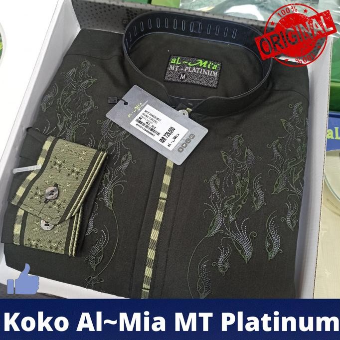 Baju Koko Al Mia Mt Platinum Hijau 100% Original Lengan Panjang Almia Stok Terbatas