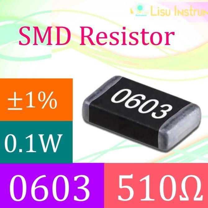 Murah (10) 510R 0603 1% Thick Film Resistors SMD Chip Resistor 5100 511 510 lisu992 Segera Beli