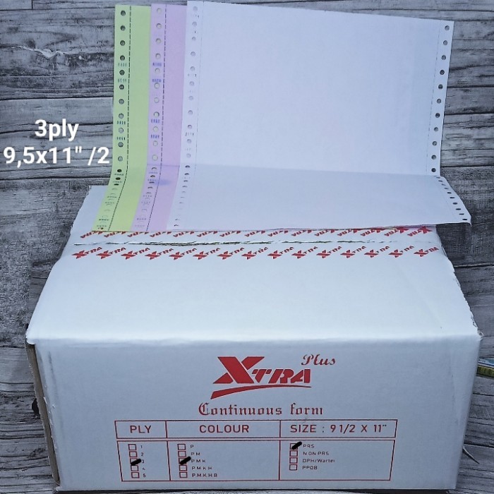 

kertas continous 3ply 9.5x11inc bagi 2 NCR berkualitas