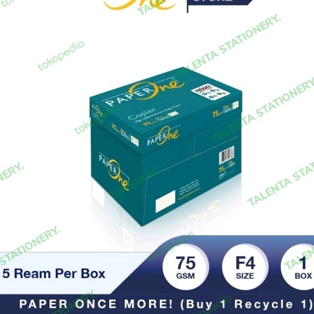 

PROMO! PaperOne Kertas F4 75gr Copier 1 Box = 5 rim= (2500 lembar) Kertas HVS