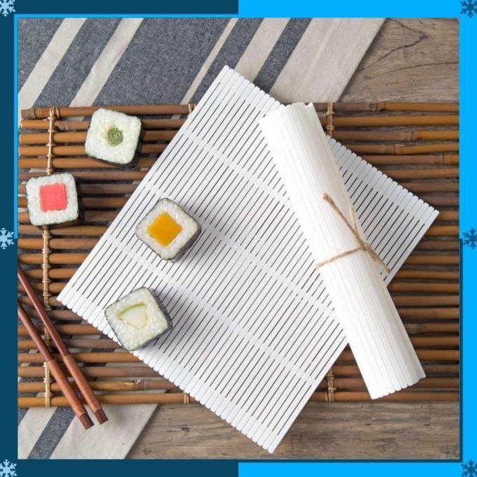 ] Sushi Roll Maker Mat Putih Tikar Alat Penggulung Sushi Kimbap Onigiri Sushi Roll Plastik Anti Leng