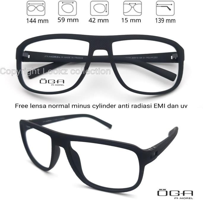 Frame kacamata Lebar OGA MOREL semi sport gratis lensa radiasi EMI Terlaris