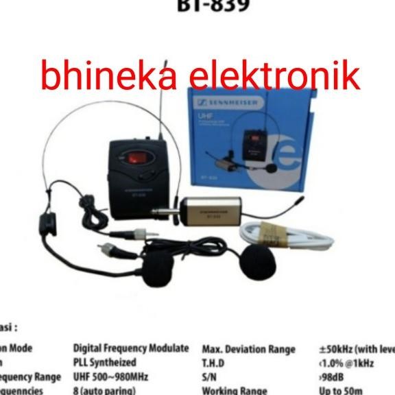 mic wireless sennheiser BT839 / BT 839 /BT-839 mic clip on headset Terlaris