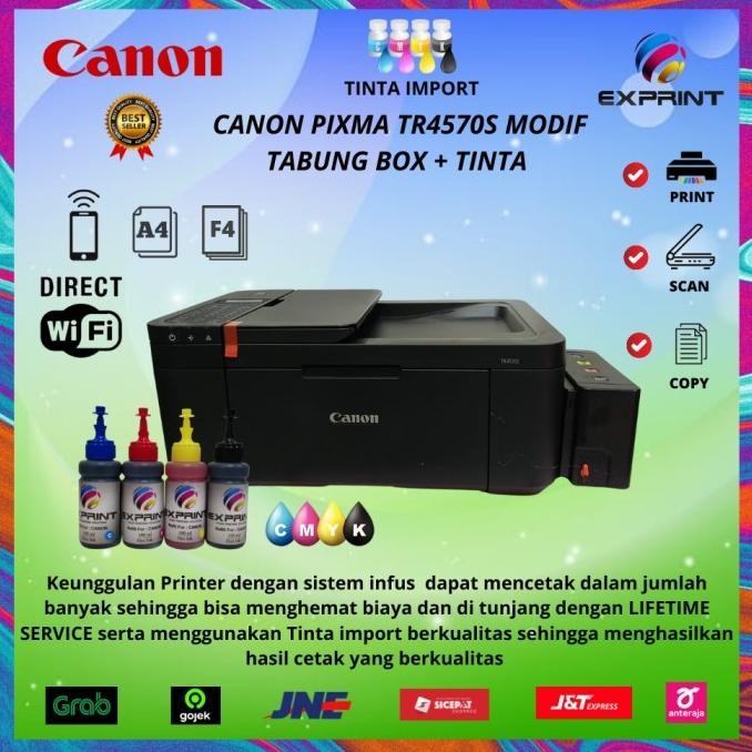 Canon Pixma Tr4570S + Infus Tabung Box ( Print Scan Copy Fax Wifi) Premium