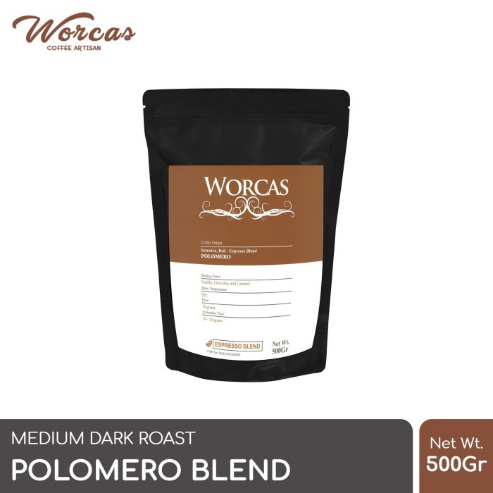 

Kopi Polomero Espresso Blend 500 Gram (Biji/Bubuk) Worcas Coffee