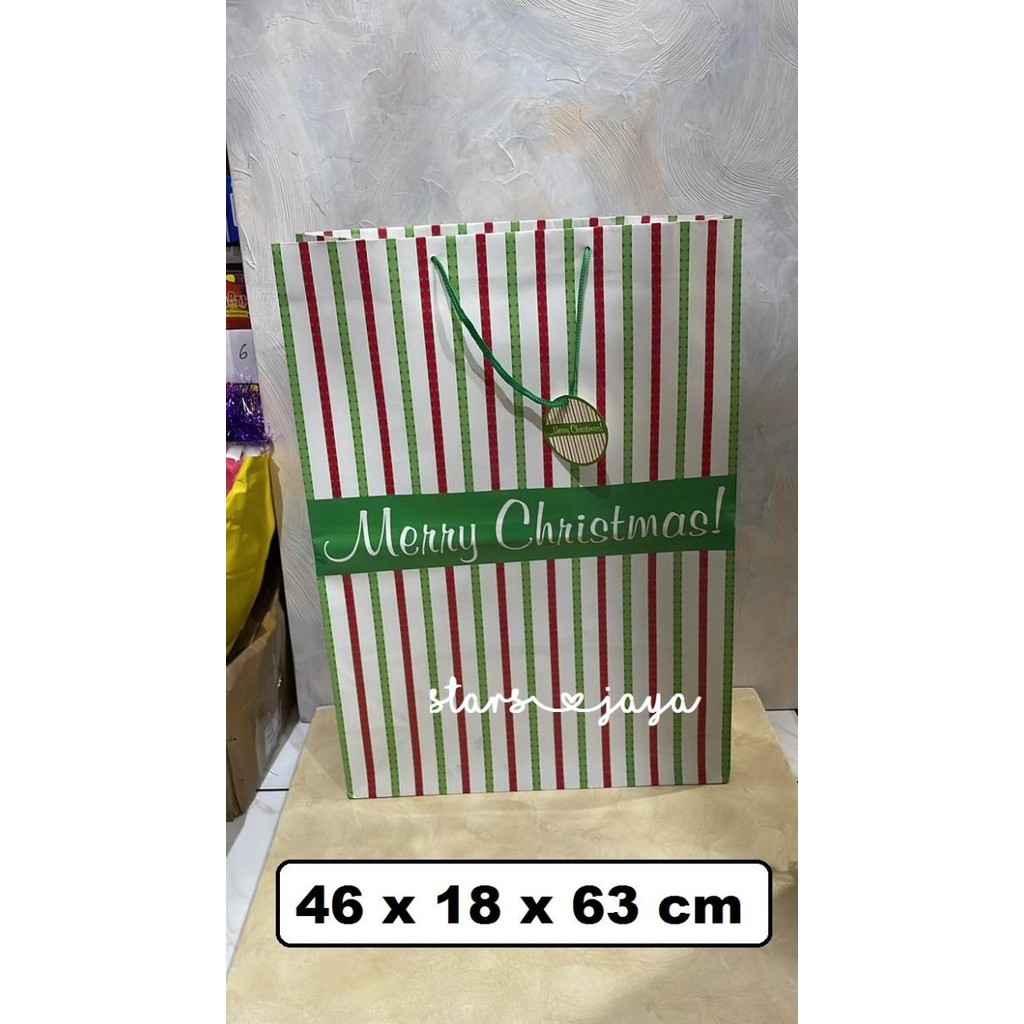 

*****] Paper Bag Natal Jumbo, Goodie Bag, Kantong Kertas, Packing Kado