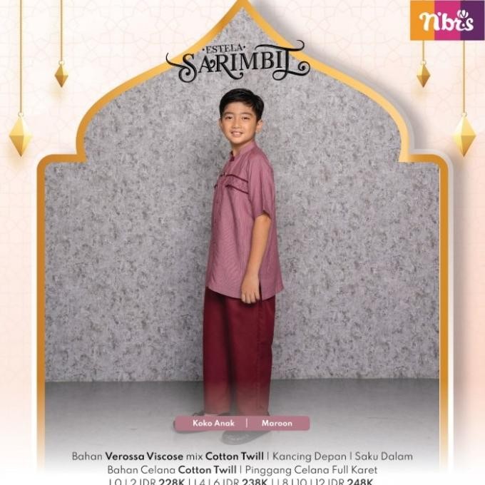 Ready Koko Anak Nibras Sarimbit Estela Maroon Set Celana Terbaru 2023 Ori Berkualitas