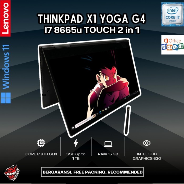 Laptop Lenovo X1 Yoga G4 I7 8665U Ram 16Gb 2 In 1 Touch Pen Stylush