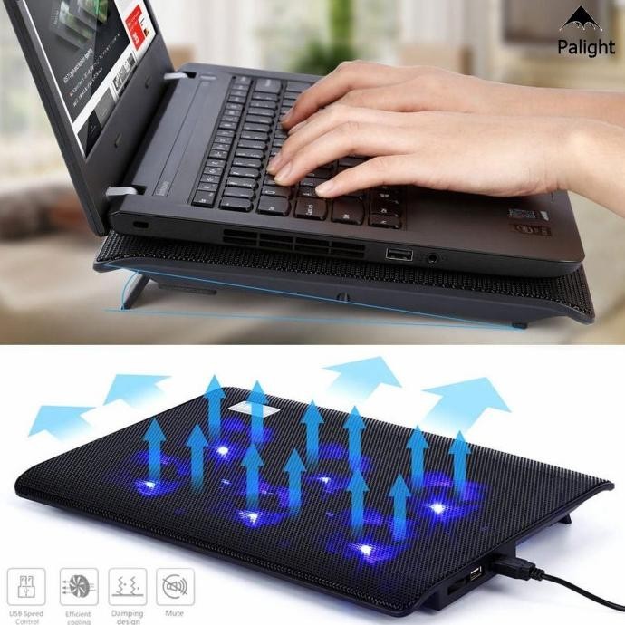 BEBAS ONGKIR - NUOXI Cooling Pad Cooler 6 Kipas + USB Hub Notebook Pendingin Laptop