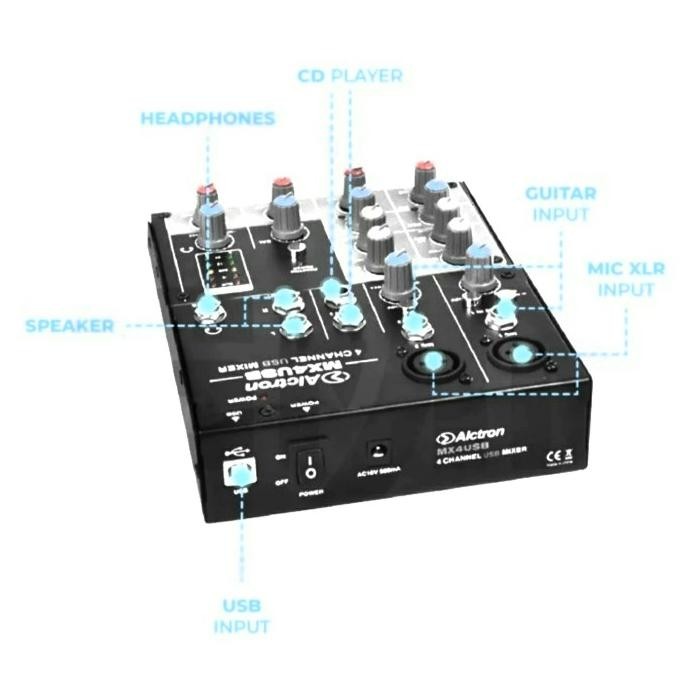 Murah Audio Mixer Usb - 4 Channel Mx4 Usb Alctron