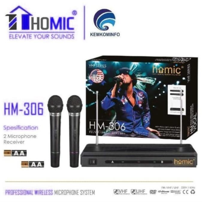 Sale Microphone Double Wireless Homic Hm 306 Karaoke Original