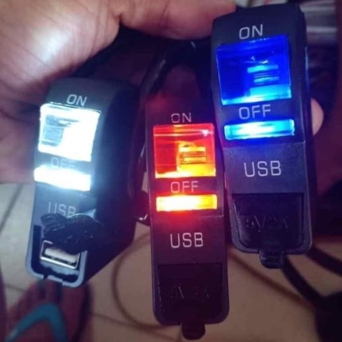 Saklar Stang On Off + Usb Charger Lampu Led Motor