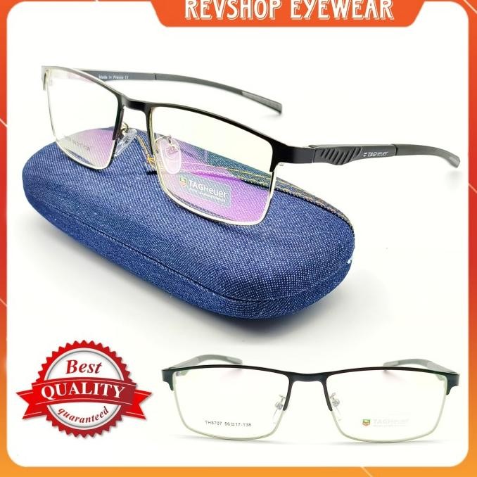 Frame Kacamata Tag Heuer Titanium Silver Free Lensa Minus Terlaris