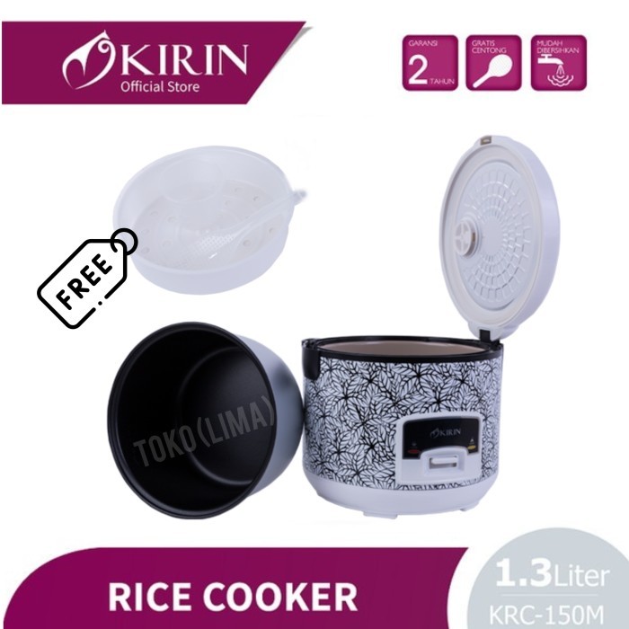 Rice Cooker Kecil Kirin KRC 150 M 1,3 Liter 3 in 1 Magic Com Kirin