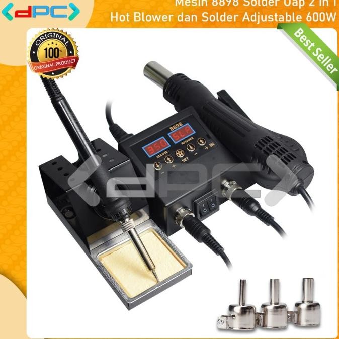 Solder Uap 2 in 1 Hot Blower dan Solder Adjustable 600W Mesin 8898