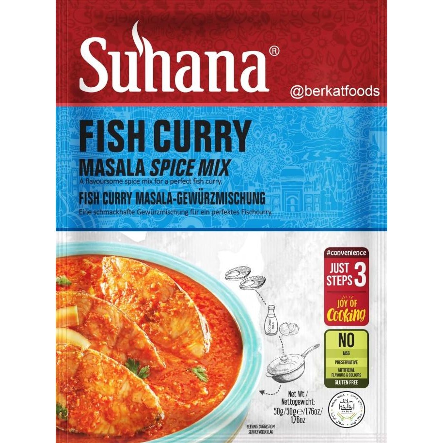 

siap kirim] Fish Curry Masala Spice Mix Suhana / Bumbu Masak Instan Kari Ikan Khas India Halal