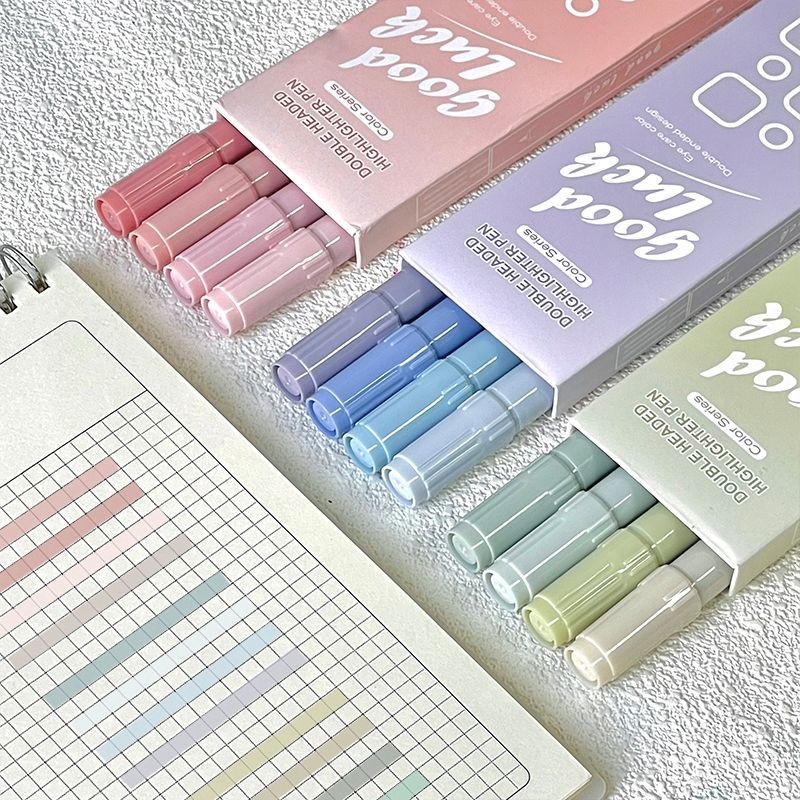 

Dual-tip Highlighter Pen Pure Desire Gradient Marker Pen Large Capacity