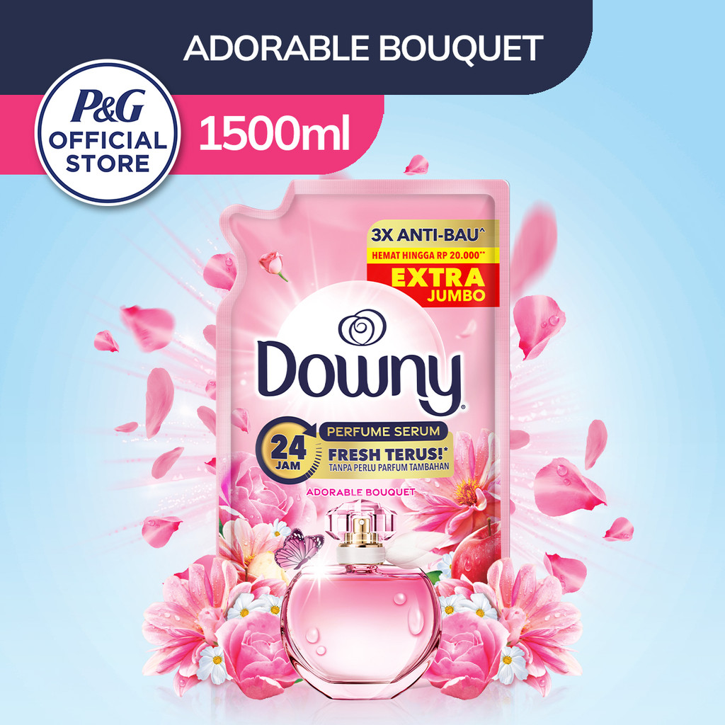 Downy Pelembut dan Pewangi Pakaian Konsentrat Premium Parfum Adorable Bouquet 1.5L