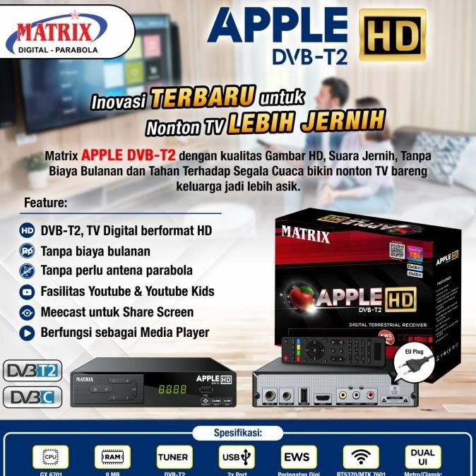 TERMURAH - RECEIVER TV SET TOP BOX DVB-T2 MATRIX APPLE / RECEIVER MATRIX DVB-T2