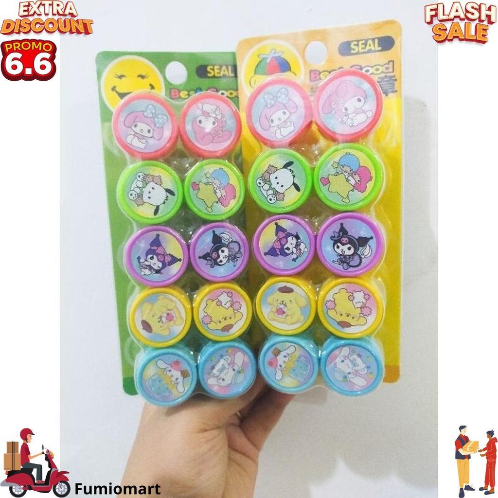 

(Isi 10Pcs ) Mainan Stempel Anak Unicorn Kartun Sanrio Lotso Labubu D Terlaris