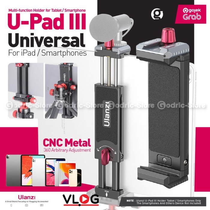 ULANZI U-Pad III Metal Holder Mount Universal Clip for Tablet iPad HP