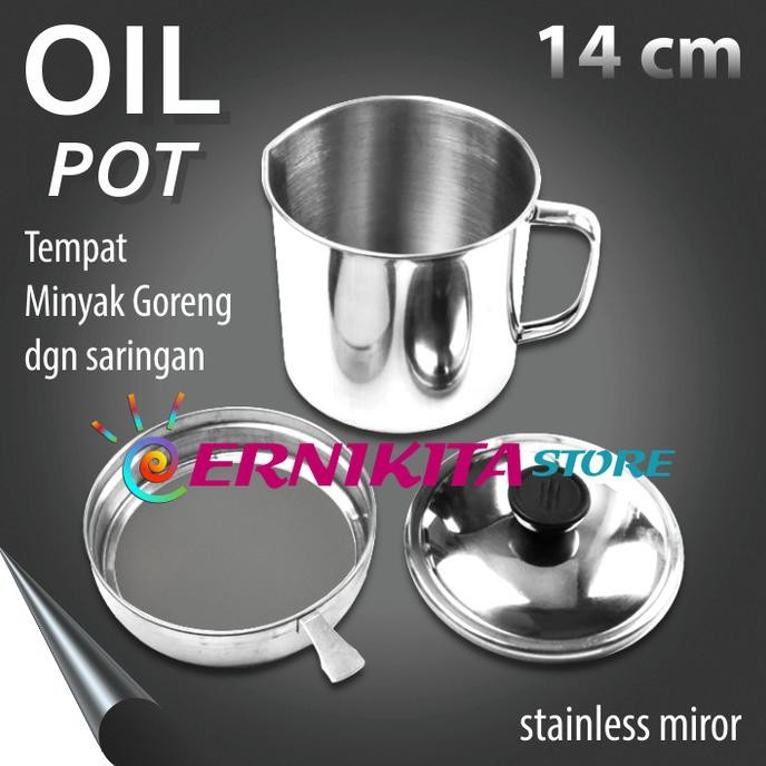 

Jumbo Oil Pot Stainless With Strainer - Mug Penampung Minyak Goreng 2L Original Dan Terpercaya