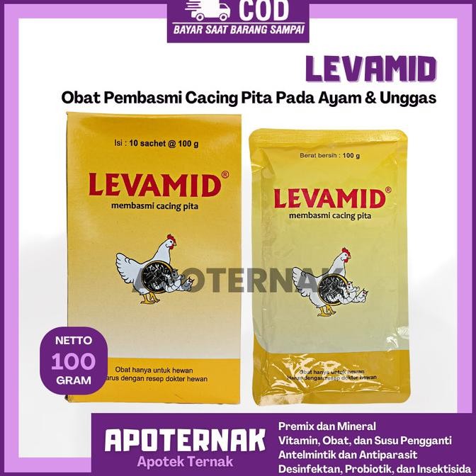 

READY LEVAMID 100 GRAM - CACING PITA GILIK AYAM BURUNG UNGGAS HEWAN
