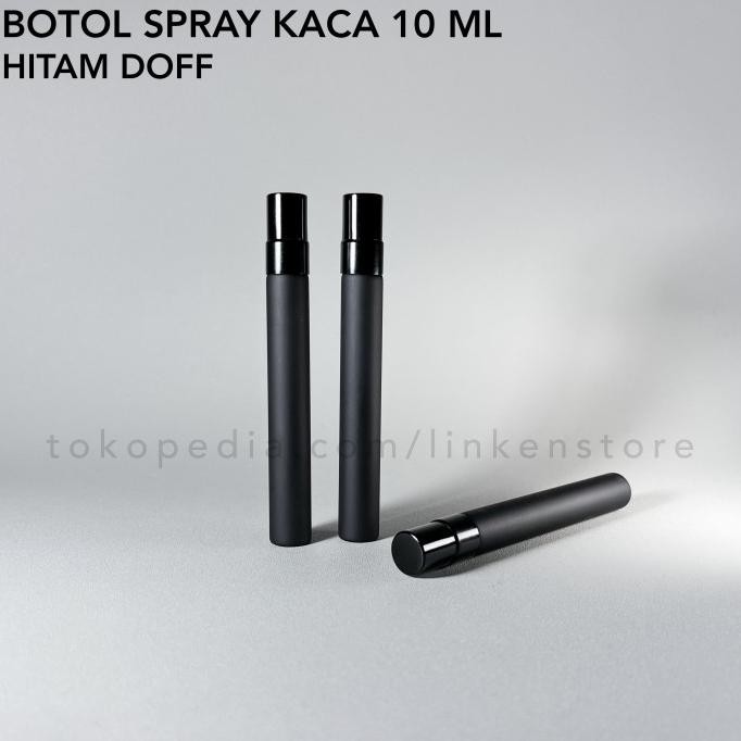 Botol Spray 10ml Kaca HITAM DOFF Tutup Metal / Aluminium Parfum
