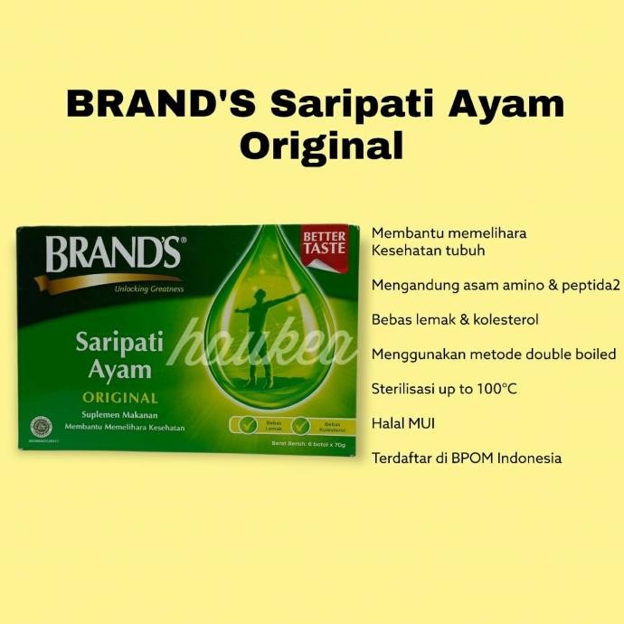 

READY BRANDS ESSENCE OF CHICKEN SARIPATI AYAM ORIGINAL 70 GR ISI 6 BOTOL