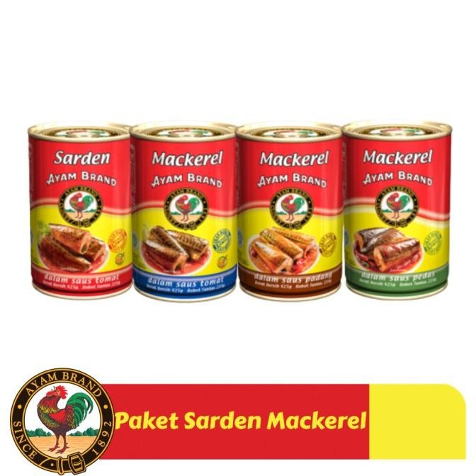 

READY PAKET SARDEN MACKEREL KALENG BULAT AYAM BRAND 425GR