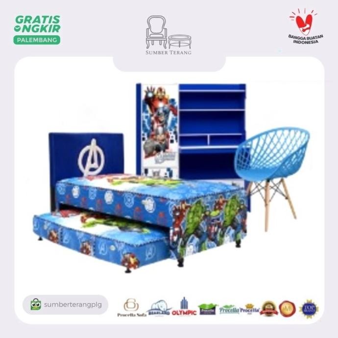 CO Springbed Sorong Procella Avengers + Meja Belajar + Wallet Olymplast