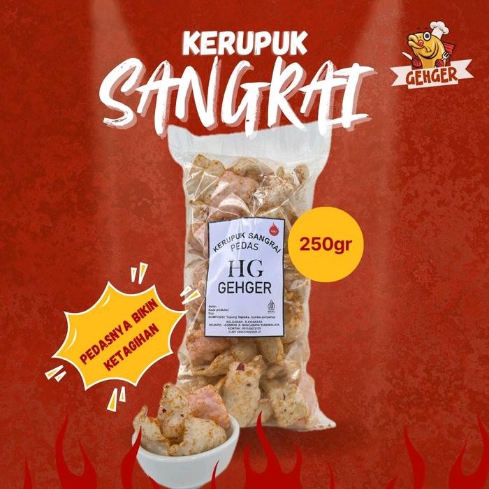 

CUCI GUDANG Kerupuk upil pasir Sangrai Pedas HG Gehger 250Grm Camilan Snack Food snackparty Cemilan