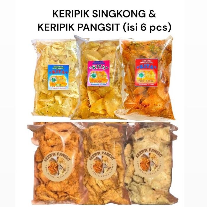 

HEMAT KERIPIK SINGKONG KITA 3 PCS & KERIPIK PANGSIT 3 PCS Snack Pedas Asin Food
