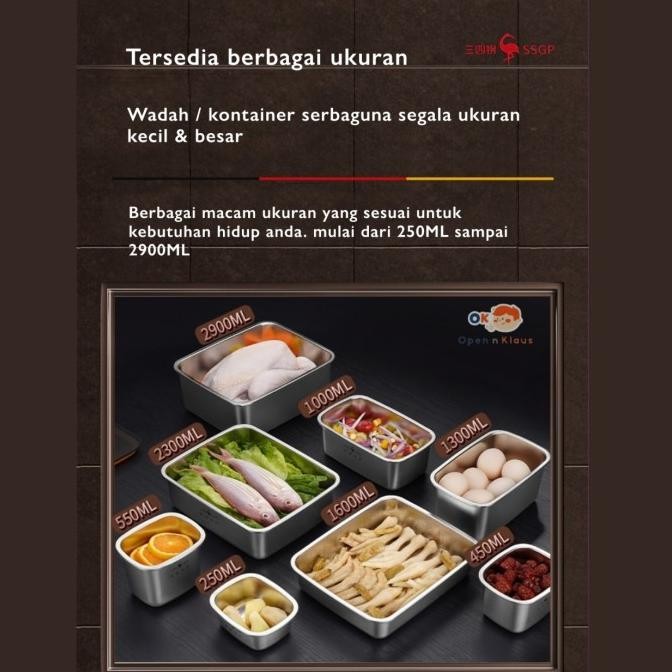 SSGP Wadah Kontainer serbaguna Stainless Steel 316 Kotak Lunch Box