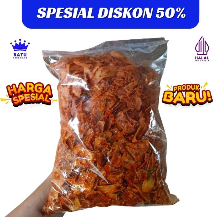 

EKSLUSIF 1 kg Keripik Singkong Kriwil Pedas Daun Jeruk Cemilan Food